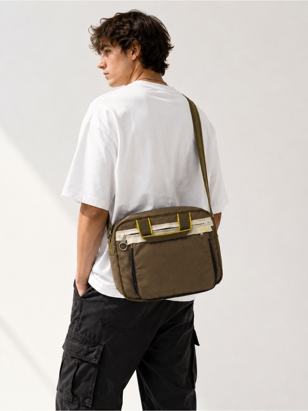 Diesel Olive Utility Messenger Bag Techwear Laptop Crossbody Commuter Canvas uni